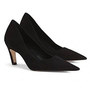 GOOD AMERICAN The Icon Black Suede Leather Classic Pumps